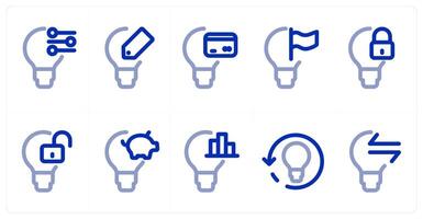 A set of 10 idea icons as idea, tag idea, money idea vector