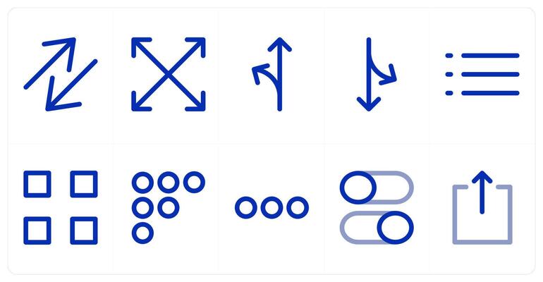 A set of 10 directions icons as opposite arrows, direcions, ways