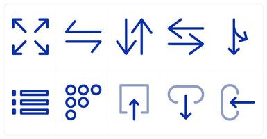 A set of 10 directions icons as directions, right left, up down vector