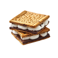 Smore on a plate with chocolate marshmallow, and graham cracker on a transparent background png