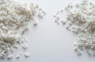 White floral arrangement on a light background creating a serene aesthetic in a cozy setting photo