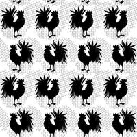 A black and white pattern with roosters vector