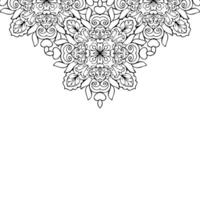 Mandala frame template, square border with black outline ornamental design in Indian mehndi style on white background vector