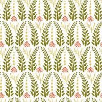 A pattern with green leaves and flowers vector