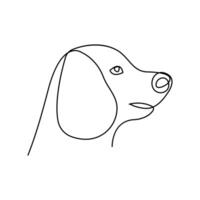 Dog pet animal continuous one line art drawing with dog icon simple outline design vector
