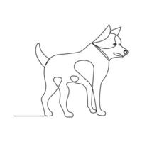 Simple illustration of dog pet shape continuous one line art dog outline icon vector
