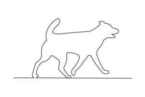 Dog pet one line art drawing continuous isolated on white minimalist design vector