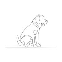 Dog pet animal continuous single line drawing of Isolated outline design white background vector