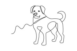 Continuous one line art drawing of dog pet design vector