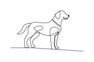 One continuous line drawing of dog pet linear style Hand drawn minimalism design illustration vector