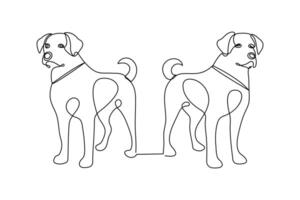 Dog pet continuous one line drawing of dog outline abstract art icon vector