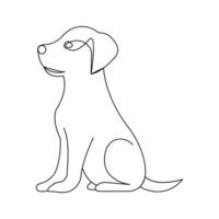 Dog single line art drawing continuous isolated on white minimalist style vector