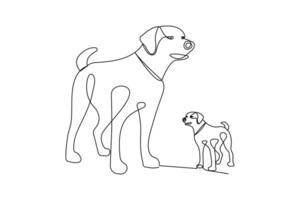 Simple illustration of dog pet shape continuous single line art dog outline design vector