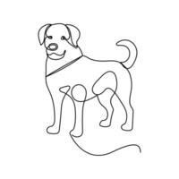 One continuous line drawing of dog pet linear style Hand drawn isolated design icon vector