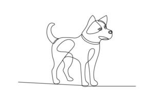Continuous single line drawing of dog pet outline art design vector