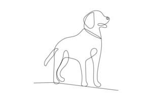 Dog pet animal continuous single line drawing of minimalism outline design black white background vector