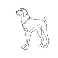 Dog pet animal continuous single line art drawing with dog icon simple outline icon vector
