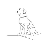 Continuous single line art drawing of dog pet icon vector