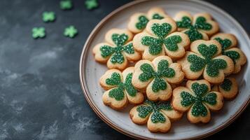 St patrick's day cookies on a plate photo