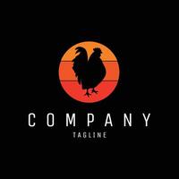 chicken silhouette round logo with amazing twilight. best for logo, badge, emblem, icon, sticker design. available in eps 10 vector