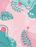 Spring plants banner frame background. vector
