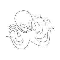 Continuous line drawing of octopus One line of cephalopod Marine animal concept continuous line vector
