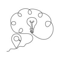 Human brain continuous one line drawing concept of Hand drawn minimalism style. brain line art illustration vector