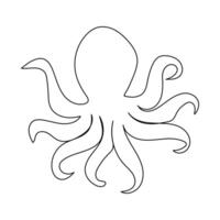 Continuous line drawing of octopus. One line of cephalopod. vector