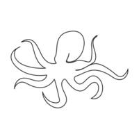 Continuous Line Drawing of an Octopus vector