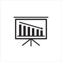 arrow graph down icon, money loss vector