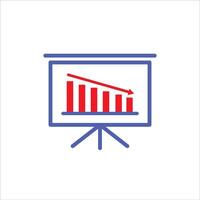 arrow graph down icon, red report vector