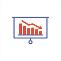 arrow graph down icon, Risk line flat icon for mobile application, button and website design. Money loss, red line vector
