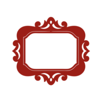 Charming Vintage Inspired Red Frame Featuring Classic Curved Edges and Intricate Patterns Ideal for Creating a Warm Atmosphere in Home or Office Spaces png