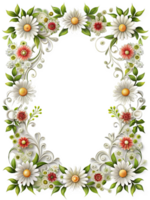 Exquisite Decorative Flower Frame with Various Colorful Blooms and Lush Green Foliage Ideal for Highlighting Photography and Adding a Touch of Elegance to Any Purpose png