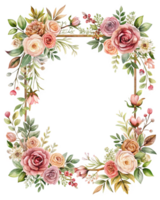 Stunning Floral Frame with Soft Pink and Cream Roses Perfect for Creating Elegant Invitations or Home Decor Projects That Convey Warmth and Beauty png