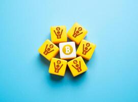Bitcoin and its holders. Cryptocurrency and financial pyramids. Capitalization of coins. Potential and risks of decentralized markets and digital wealth growth. photo