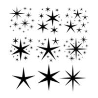 Set of Star Sparkle Shapes. Abstract Shine Sign. Glowing Light Effect, Twinkle Templates Stars and Bursts, Shiny Flash. vector