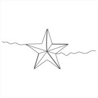 Continuous single line drawing star One line drawing background Linear star icon graphics vector