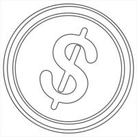 Continuous Line Dollar Coins single line continuous one line art design illustration vector