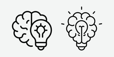 Brainstorming and Idea Generation Icon. Light Bulb Inside Brain for Creativity. Brain and Bulb Design. Brain and Light Bulb Icon for Ideas. vector