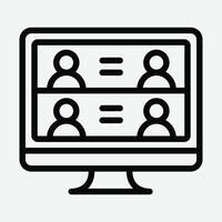 Virtual Meeting Icon for Online Communication. Online Class and Conference Icon. Digital Classroom and Meeting Symbol. vector