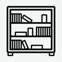 Bookshelf Icon Design. Bookshelf with Books Illustration Symbol. Library Bookshelves Icon for Education. vector