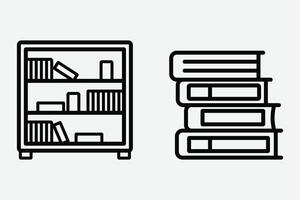 Bookshelf Icon Design. Bookshelf with Books Illustration Symbol. Library Bookshelves Icon for Education. Books on Shelf Symbol. vector