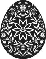 Decorative Easter Egg Silhouette with Floral Pattern - Illustration vector