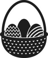 Easter Basket with Patterned Eggs Silhouette Illustration vector