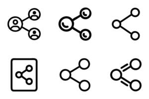 Share Silhouette and Outline Icon Collection vector