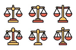 Outline balance scale icons in flat design vector