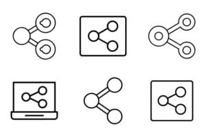 Share Icon Bundle in Minimal Outline Silhouette vector