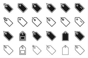 Tag Icons with Clean Outline and Silhouette Style vector
