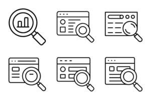 Stylish Search Silhouette Icons in Flat Outline Style vector